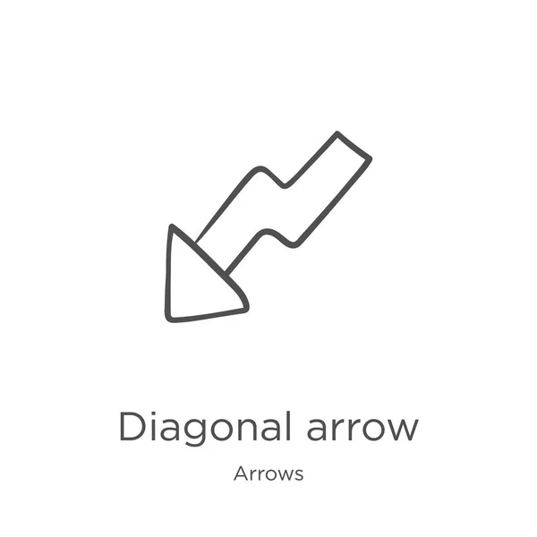 Diagonal arrow icon vector from arrows collection. Thin line diagonal arrow outline icon vector illustration. Outline, thin line diagonal arrow icon for website design and mobile, app development. — Stock Vector