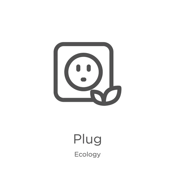 Plug icon vector from ecology collection. Thin line plug outline icon vector illustration. Outline, thin line plug icon for website design and mobile, app development. — Stock Vector