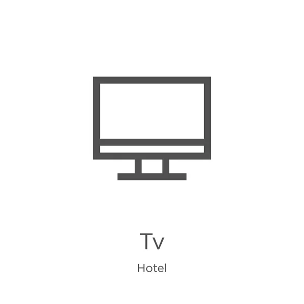 Іконка телевізора вектор з колекції готелів. Тонка лінія ТБ контур значок Векторні ілюстрації. Контурна, тонка лінія піктограма ТБ для дизайну веб-сайту та мобільного, розробка додатків . — стоковий вектор
