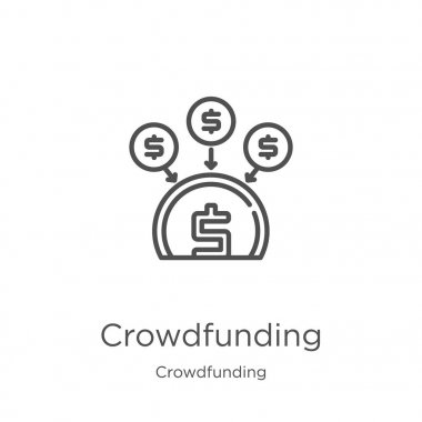 crowdfunding koleksiyonundan crowdfunding simgesi vektör. İnce çizgi crowdfunding anahat simgesi vektör illüstrasyon. Anahat, web sitesi tasarımı ve mobil, uygulama geliştirme için ince çizgi crowdfunding simgesi.