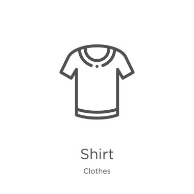 giysi koleksiyonundan gömlek simgesi vektör. İnce çizgi gömlek anahat simgesi vektör illüstrasyon. Anahat, web sitesi tasarımı ve mobil için ince çizgi gömlek simgesi, uygulama geliştirme.