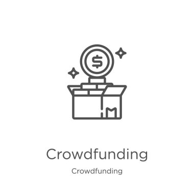 crowdfunding koleksiyonundan crowdfunding simgesi vektör. İnce çizgi crowdfunding anahat simgesi vektör illüstrasyon. Anahat, web sitesi tasarımı ve mobil, uygulama geliştirme için ince çizgi crowdfunding simgesi.