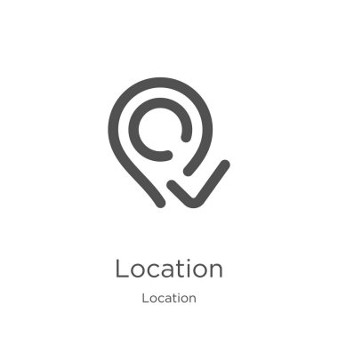 konum koleksiyonundan konum simgesi vektörü. İnce çizgi konumu anahat simgesi vektör çizimi. Anahat, web sitesi tasarımı ve mobil, uygulama geliştirme için ince çizgi konum simgesi.