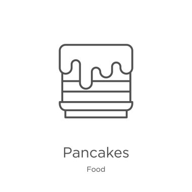 gıda koleksiyonundan krep simgesi vektör. İnce çizgi krepler simge vektör çizimini anahat. Anahat, web sitesi tasarımı ve mobil, uygulama geliştirme için ince çizgi krep simgesi.