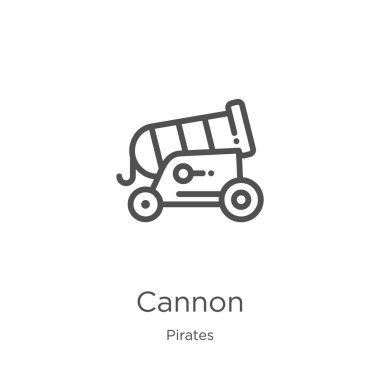 korsanlar koleksiyonundan top simgesi vektör. İnce çizgi top anahat simgesi vektör illüstrasyon. Anahat, web sitesi tasarımı ve mobil için ince çizgi top simgesi, uygulama geliştirme.