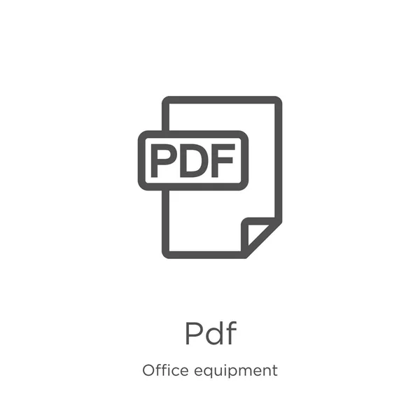 Vektor ikon PDF z kolekce kancelářských přístrojů. Ilustrace ikony obrysu PDF na tenké čáře. Obrysová, tenká čára PDF ikona pro návrh webu a mobilní, vývoj aplikace. — Stockový vektor