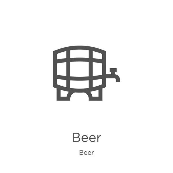 Vector icono de la cerveza de la colección de cerveza. Ilustración vectorial delgada línea cerveza contorno icono. Esquema, icono de cerveza de línea fina para el diseño del sitio web y móvil, desarrollo de aplicaciones . — Archivo Imágenes Vectoriales