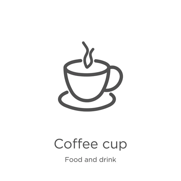 Symbol kávového šálku ze sbírky potravin a nápojů. Obrázek v ikoně s tenkou čárou v kávě. Osnova, ikona pro kávový šálek s tenkou čárou pro návrh webu a mobilní, vývoj aplikace. — Stockový vektor