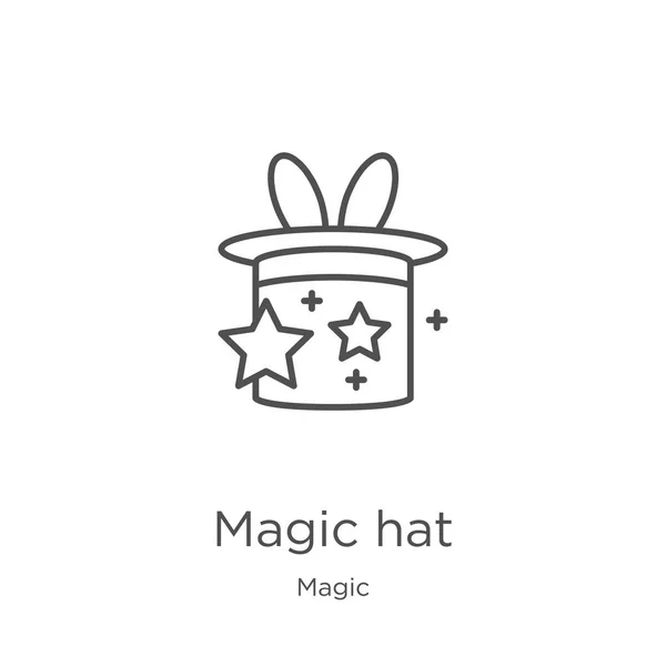 Magic hat icon vector aus magic collection. dünne Linie magischer Hut umreißt Symbol-Vektor-Illustration. Umriss, dünne Linie magische Hut-Symbol für Website-Design und mobile, App-Entwicklung. — Stockvektor