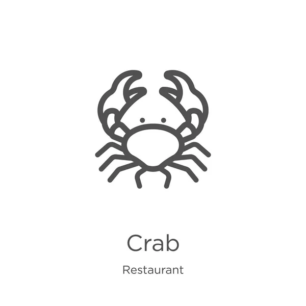 Krab pictogram vector van restaurant collectie. Dunne lijn krab overzicht pictogram vector illustratie. Omtrek, dunne lijn krab pictogram voor website-ontwerp en mobiele, app-ontwikkeling. — Stockvector