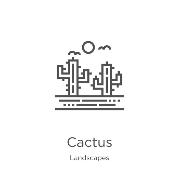 Cactus pictogram vector van landschappen collectie. Dunne lijn cactus omtrek pictogram vector illustratie. Omtrek, dunne lijn cactus icoon voor website ontwerp en mobiel, app ontwikkeling. — Stockvector