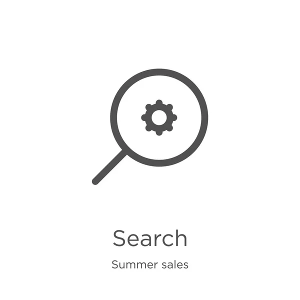 夏の販売コレクションからアイコンベクトルを検索します。細い線検索アウトラインアウトラインアイコンベクトル図。アウトライン、ウェブサイトデザインとモバイル、アプリ開発のための細い線検索アイコン. — ストックベクタ