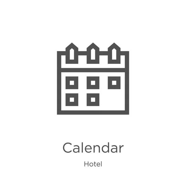 Εικονίδιο του ημερολογίου από τη συλλογή ξενοδοχείων. Εικόνα διανυσματικών εικονιδίων περιγράμματος ημερολογίου γραμμής. Περίγραμμα, εικονίδιο λεπτό ημερολόγιο γραμμής για σχεδιασμό ιστοσελίδων και κινητά, ανάπτυξη εφαρμογών. — Διανυσματικό Αρχείο
