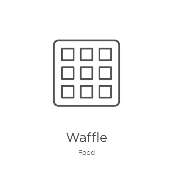 Vettore icona waffle dalla collezione di alimenti. Illustrazione vettoriale dell'icona del contorno sottile del waffle. Outline, icona sottile linea waffle per la progettazione di siti web e mobile, lo sviluppo di app . — Vettoriale Stock