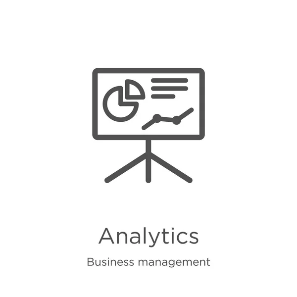 Vettore icona analytics dalla collezione di gestione aziendale. Illustrazione vettoriale dell'icona del contorno analitico della linea sottile. Outline, icona di analisi della linea sottile per la progettazione di siti web e mobile, sviluppo di app . — Vettoriale Stock