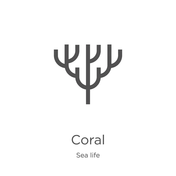 Вектор коралловых икон из коллекции морской жизни. Тонкая линия кораллового очертания иконки векторной иллюстрации. Контур, тонкая линия коралловые иконки для дизайна сайта и мобильных, разработка приложений . — стоковый вектор