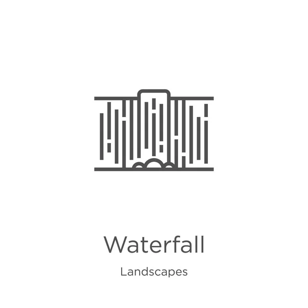 waterfall icon vector from landscapes collection. Thin line waterfall outline icon vector illustration. Outline, thin line waterfall icon for website design and mobile, app development.