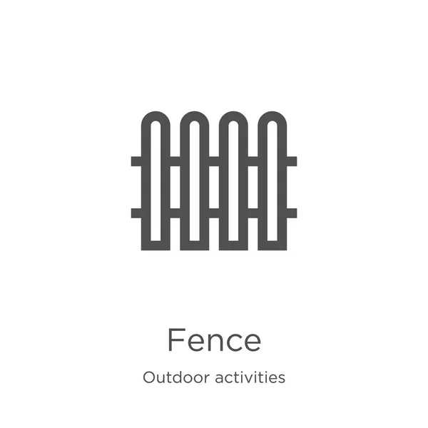 Fence icon vector from outdoor activities collection. Thin line fence outline icon vector illustration. Outline, thin line fence icon for website design and mobile, app development. — Stock Vector