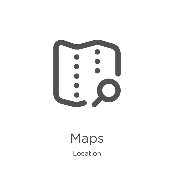 Mappe icona vettoriale dalla collezione posizione. Linee sottili mappe contorno icona vettoriale illustrazione. Contorno, sottile icona mappe di linea per la progettazione di siti web e mobile, lo sviluppo di app . — Vettoriale Stock
