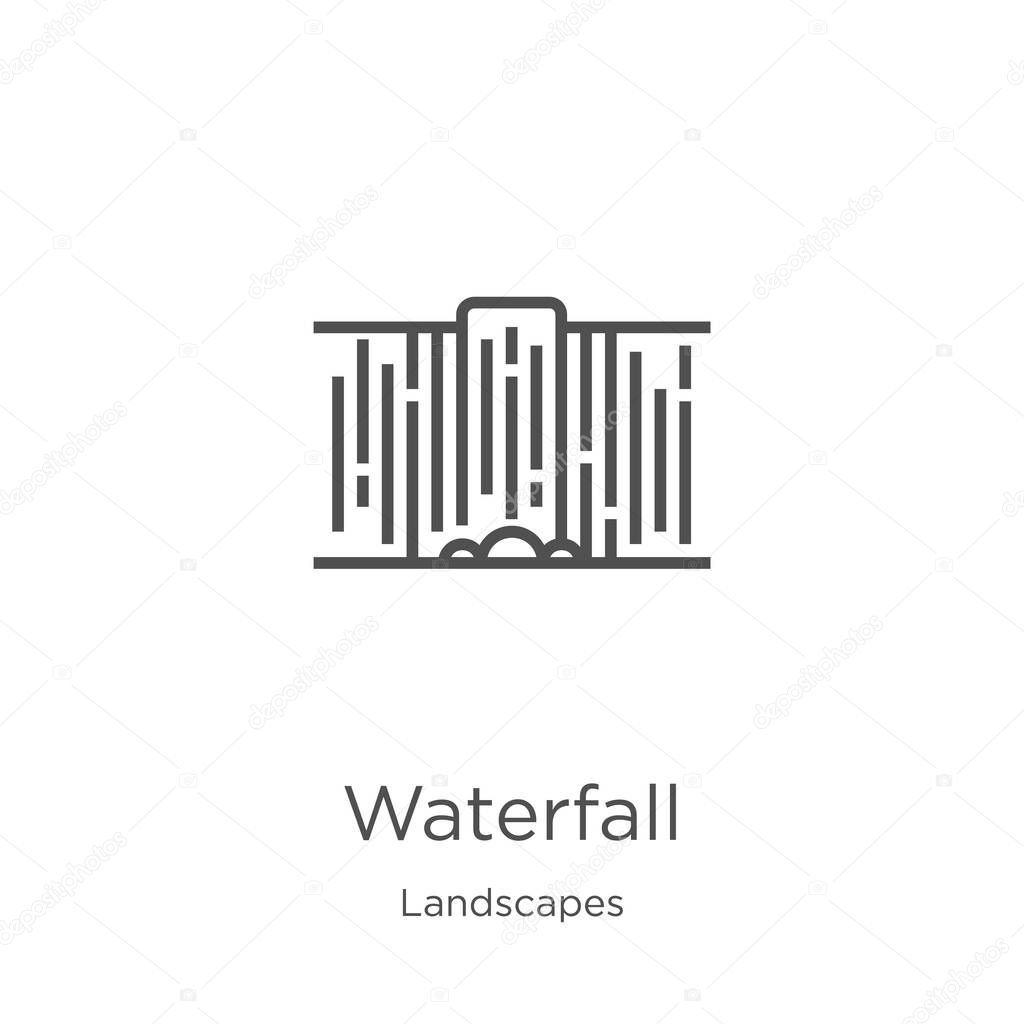 Waterfall icon. Element of landscapes collection for mobile concept and web apps icon. Outline, thin line waterfall icon for website design and mobile, app development