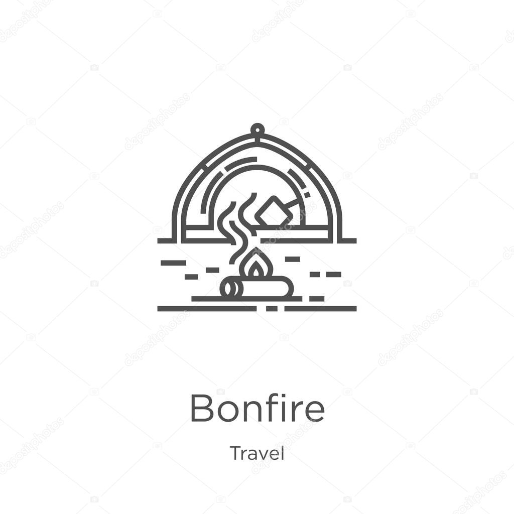 bonfire icon vector from travel collection. Thin line bonfire outline icon vector illustration. Outline, thin line bonfire icon for website design and mobile, app development.