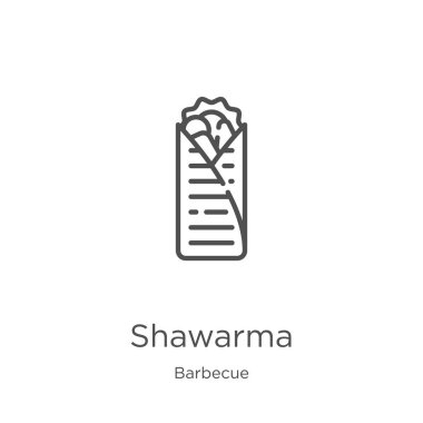 barbekü koleksiyonundan shawarma simge vektör. İnce çizgi shawarma anahat simgesi vektör illüstrasyon. Anahat, web sitesi tasarımı ve mobil için ince çizgi shawarma simgesi, uygulama geliştirme.