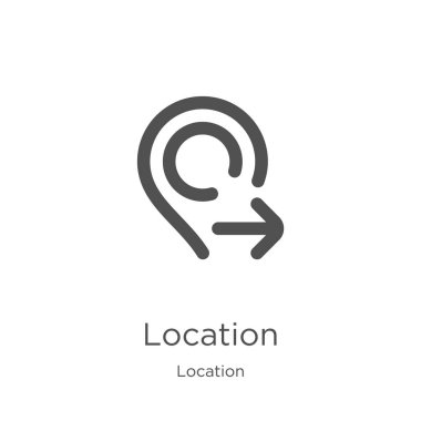 konum koleksiyonundan konum simgesi vektörü. İnce çizgi konumu anahat simgesi vektör çizimi. Anahat, web sitesi tasarımı ve mobil, uygulama geliştirme için ince çizgi konum simgesi.