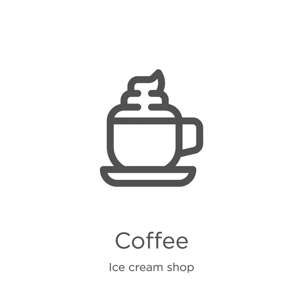 Vettore icona del caffè dalla collezione gelateria. Illustrazione vettoriale icona contorno caffè linea sottile. Outline, icona di caffè linea sottile per la progettazione di siti web e mobile, lo sviluppo di app . — Vettoriale Stock