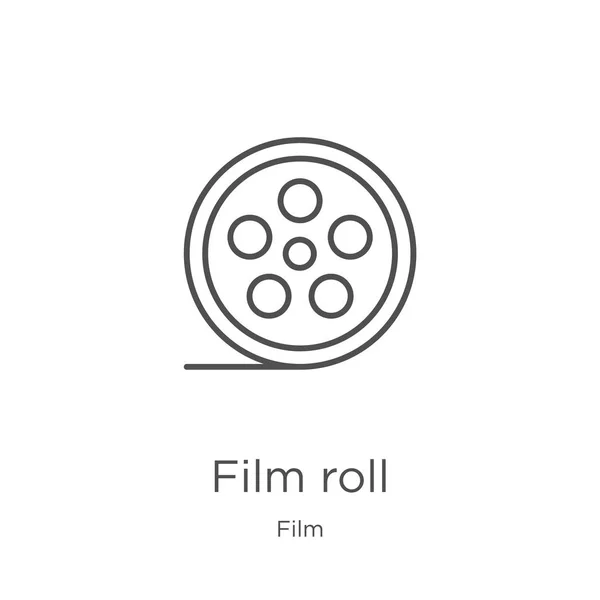 Film roll vector icono de la colección de películas. Línea delgada película rollo contorno icono vector ilustración. Esquema, línea delgada rollo de película icono para el diseño del sitio web y móvil, desarrollo de aplicaciones . — Vector de stock