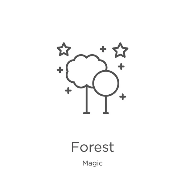 Wald-Icon-Vektor aus magischer Sammlung. dünne Linie Wald umreißt Symbol Vektor Illustration. Umriss, dünne Linie Wald-Symbol für Website-Design und mobile, App-Entwicklung. — Stockvektor