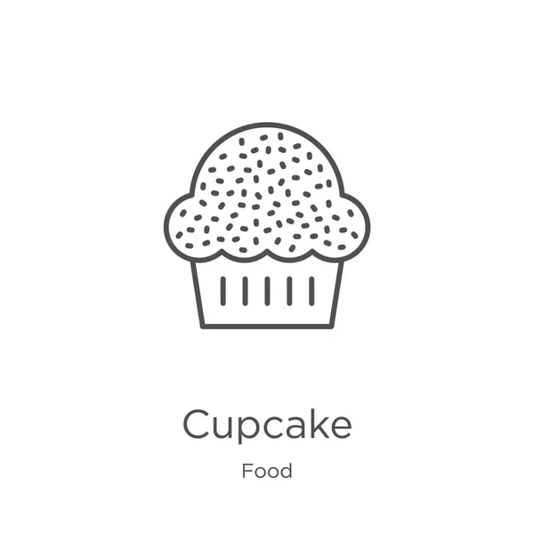 Cupcake vector icono de la colección de alimentos. Línea delgada cupcake esquema icono vector ilustración. Esquema, línea delgada cupcake icono para el diseño de sitios web y móviles, desarrollo de aplicaciones . — Archivo Imágenes Vectoriales