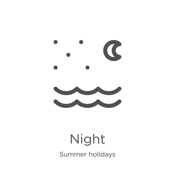 Vetor ícone da noite de férias de verão coleção. Linha fina noite esboço ícone vetor ilustração. Esboço, ícone noite linha fina para o design do site e móvel, desenvolvimento de aplicativos . — Vetor de Stock