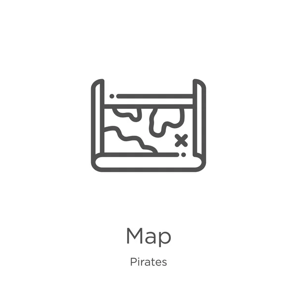 Ikona mapy wektor z kolekcji piratów. Cienkiej linii mapy kontur ikona ilustracji wektorowych. Zarys, cienka linia ikona mapy do projektowania stron internetowych i mobilnych, tworzenie aplikacji. — Wektor stockowy