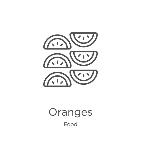 Orangen Symbolvektor aus der Nahrungsmittelsammlung. dünne Linie Orangen umreißen Icon-Vektor-Illustration. Umriss, dünne Linie Orangen Symbol für Website-Design und mobile, App-Entwicklung. — Stockvektor