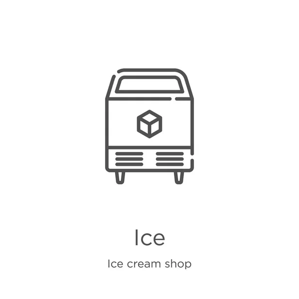 Icono de hielo vector de la colección de heladería. Ilustración de vector de icono de contorno de hielo de línea delgada. Esquema, icono de hielo de línea delgada para el diseño del sitio web y móvil, desarrollo de aplicaciones . — Archivo Imágenes Vectoriales