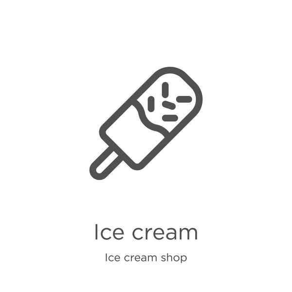 Helado icono vector de la colección de heladería. Ilustración vectorial delgada línea de helado contorno icono. Esquema, línea delgada icono de helado para el diseño del sitio web y móvil, desarrollo de aplicaciones . — Archivo Imágenes Vectoriales