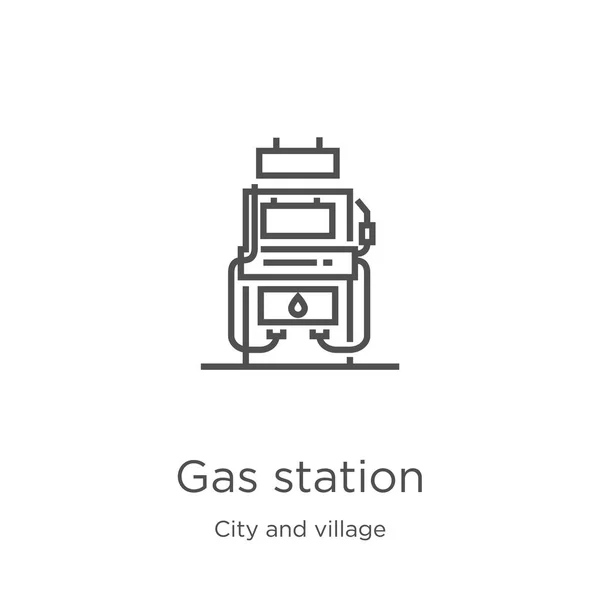 Tankstellen-Symbolvektor aus der Stadt- und Dorfsammlung. dünne Linie Tankstelle Umriss Symbol Vektor Illustration. Umriss, dünne Linie Tankstelle Symbol für Website-Design und mobile, App-Entwicklung. — Stockvektor