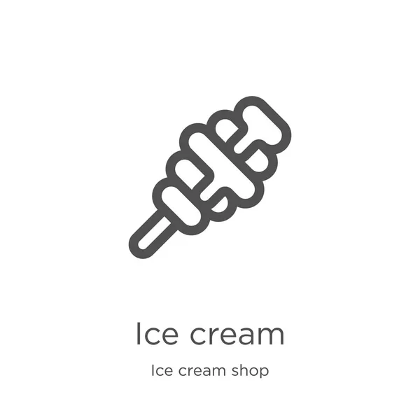 Helado icono vector de la colección de heladería. Ilustración vectorial delgada línea de helado contorno icono. Esquema, línea delgada icono de helado para el diseño del sitio web y móvil, desarrollo de aplicaciones . — Archivo Imágenes Vectoriales