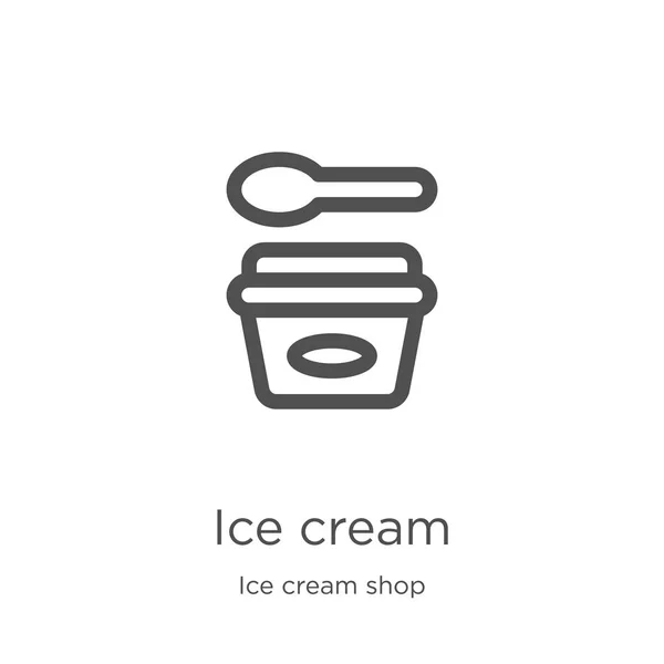 Helado icono vector de la colección de heladería. Ilustración vectorial delgada línea de helado contorno icono. Esquema, línea delgada icono de helado para el diseño del sitio web y móvil, desarrollo de aplicaciones . — Archivo Imágenes Vectoriales