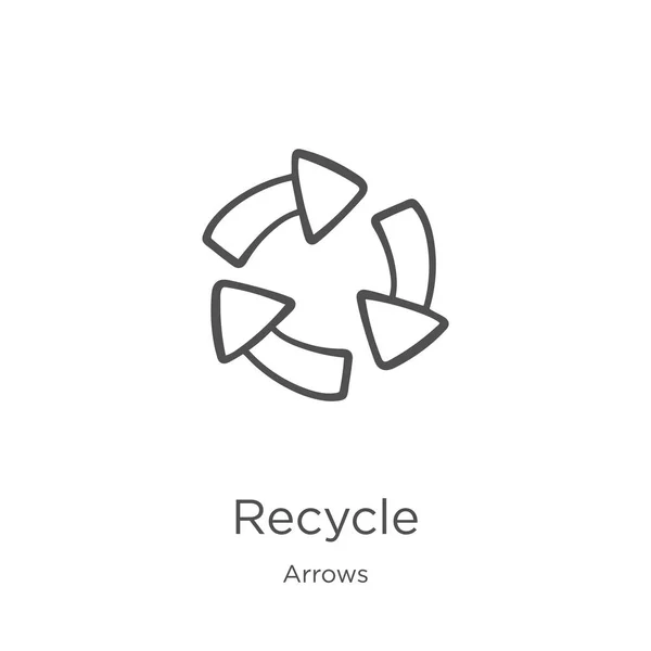 Recyceln Sie Symbolvektoren aus der Pfeilsammlung. Thin Line Recycle Outline Icon Vector Illustration. Umriss, dünne Linie Recycling-Symbol für Website-Design und mobile, App-Entwicklung. — Stockvektor