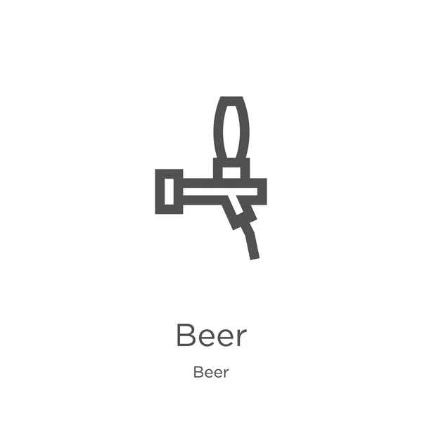Vetor ícone de cerveja da coleção de cerveja. Linha fina cervejaria contorno ícone vetor ilustração. Esboço, ícone de cerveja de linha fina para design de site e celular, desenvolvimento de aplicativos . — Vetor de Stock