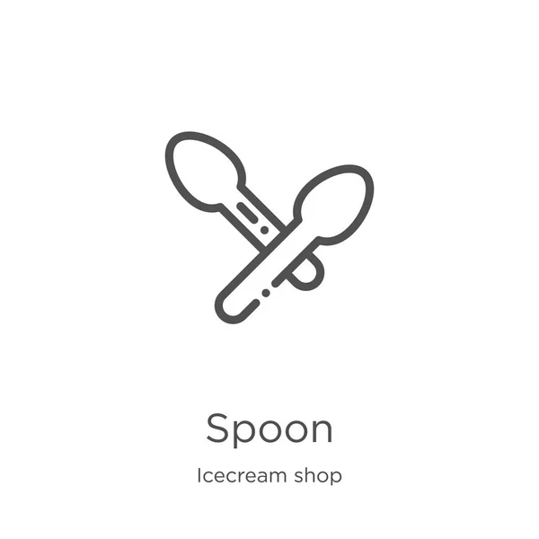 Spoon Icon Vector från glass shop Collection. Tunn linje sked kontur ikon vektor illustration. Kontur, tunn linje sked ikon för webbdesign och mobil, App utveckling. — Stock vektor