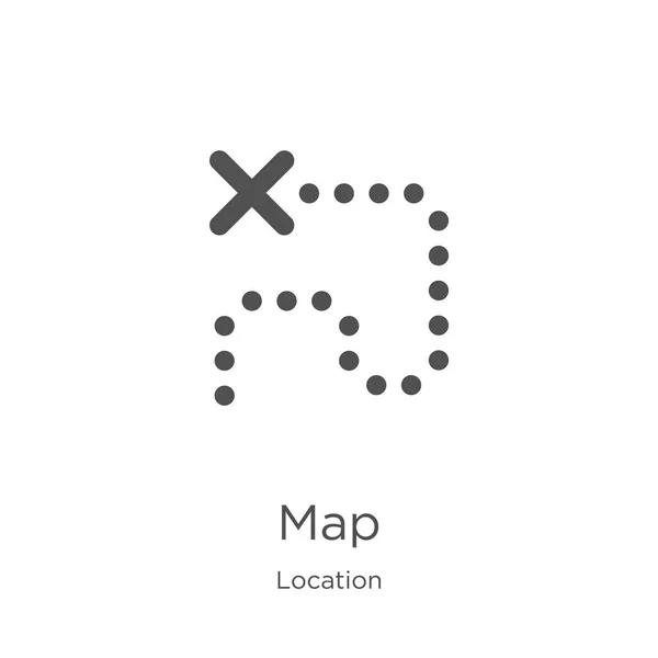 위치 컬렉션에서 맵 아이콘 벡터. 가는 선 맵 윤곽선 아이콘 벡터 그림입니다. 웹 사이트 디자인 및 모바일, 앱 개발을위한 개요, 얇은 라인맵 아이콘. — 스톡 벡터