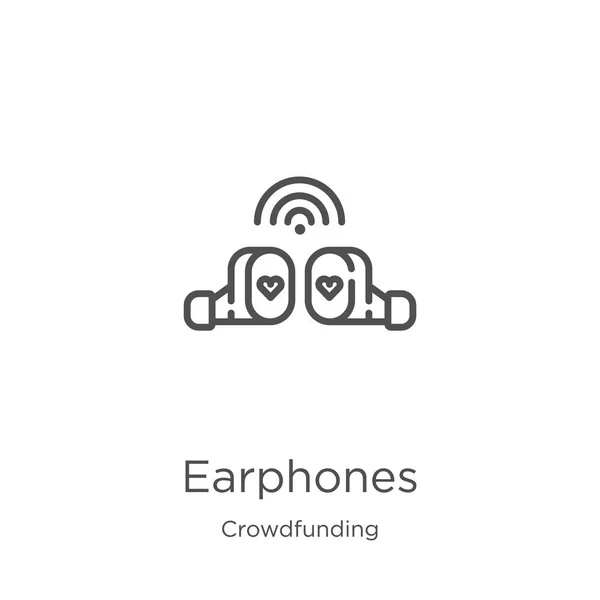 Fone de ouvido vetor ícone da coleção crowdfunding. Fones de ouvido de linha fina delinear ícone vetor ilustração. Esboço, ícone de fones de ouvido de linha fina para design de site e celular, desenvolvimento de aplicativos . — Vetor de Stock