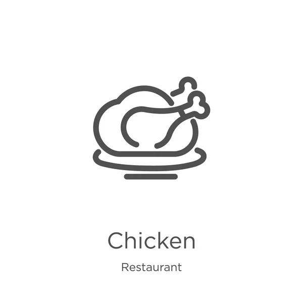 Vettore di icone di pollo della collezione del ristorante. Illustrazione vettoriale icona contorno pollo linea sottile. Outline, icona di pollo linea sottile per la progettazione di siti web e mobile, sviluppo di app . — Vettoriale Stock
