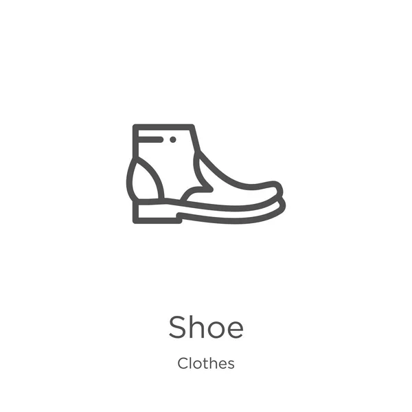 Icône de chaussure vecteur de la collection de vêtements. Illustration vectorielle d'icône de contour de chaussure fine ligne. Schéma, fine icône de chaussure de ligne pour la conception de site Web et mobile, développement d'applications . — Image vectorielle