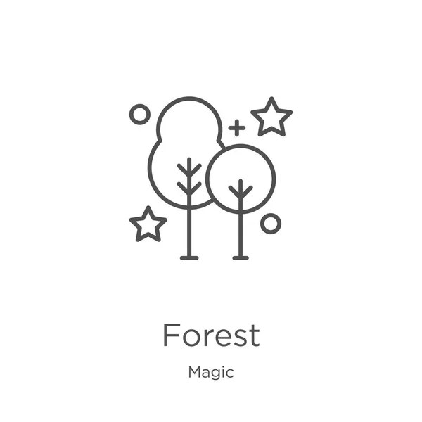 Wald-Icon-Vektor aus magischer Sammlung. dünne Linie Wald umreißt Symbol Vektor Illustration. Umriss, dünne Linie Wald-Symbol für Website-Design und mobile, App-Entwicklung. — Stockvektor