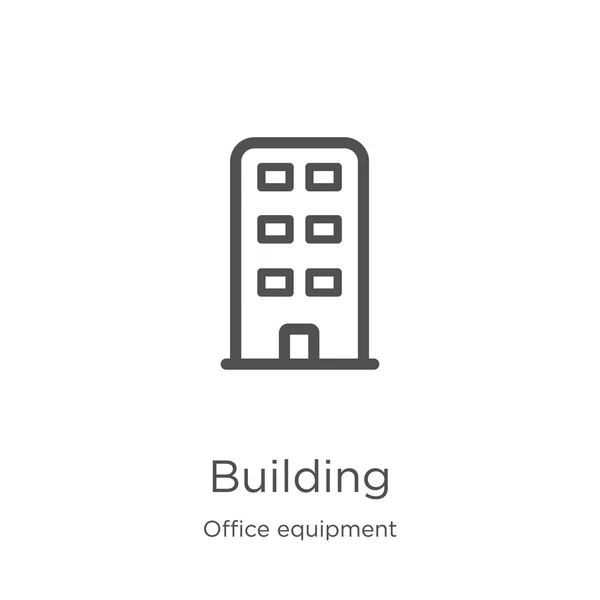 Vettore icona edificio dalla collezione di attrezzature per ufficio. Illustrazione vettoriale dell'icona del contorno della linea sottile. Outline, icona di costruzione linea sottile per la progettazione di siti web e mobile, lo sviluppo di app . — Vettoriale Stock