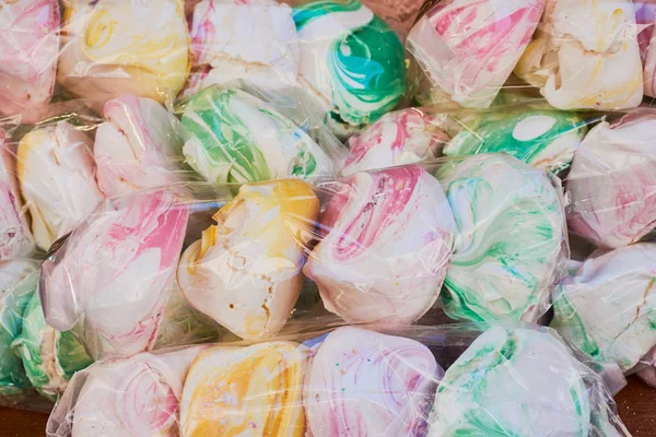 Colored flavored meringue close up — Stock Photo, Image