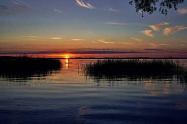 Alman Chiemsee 'sinde günbatımında